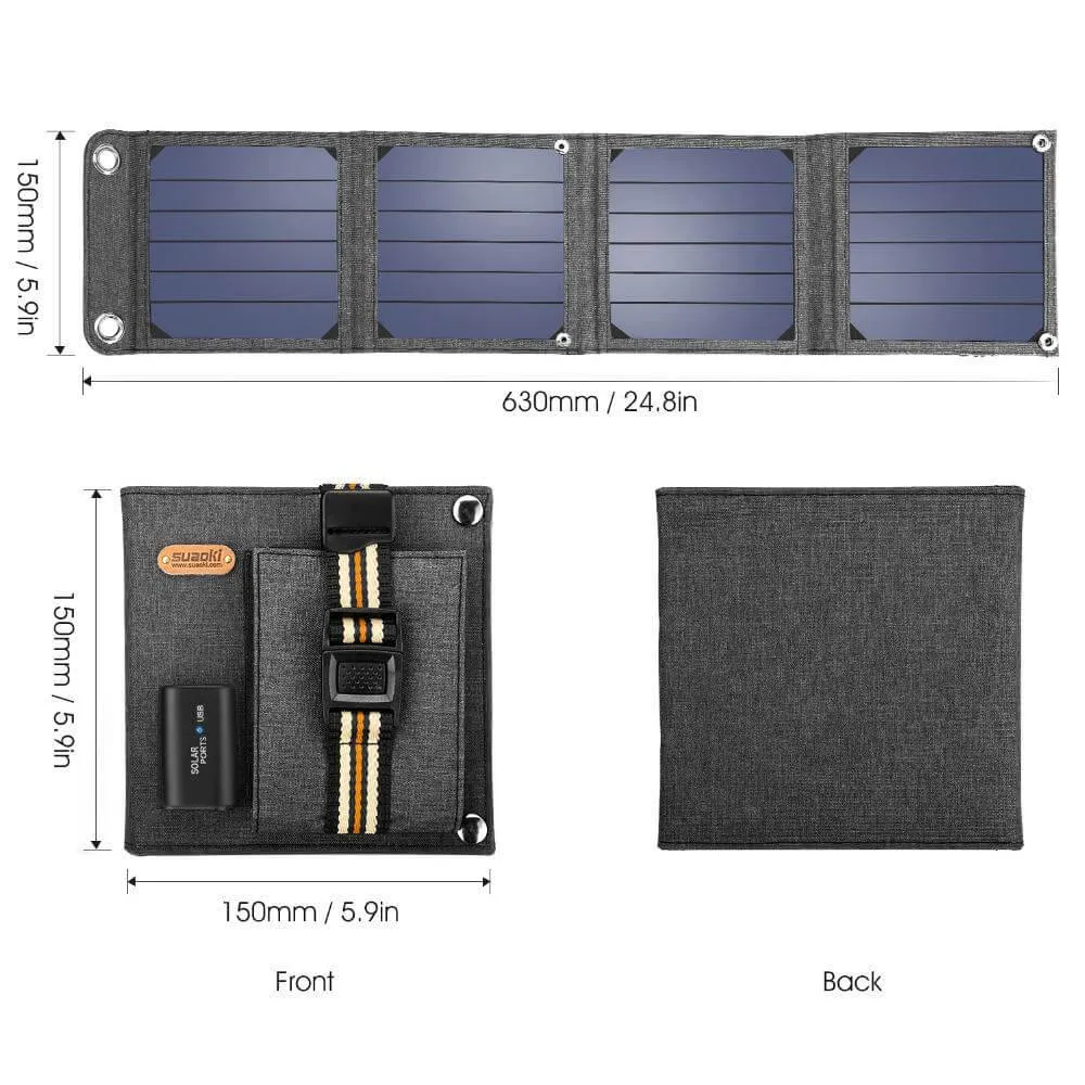 14W Portable Solar Panels 5V 2.1A USB