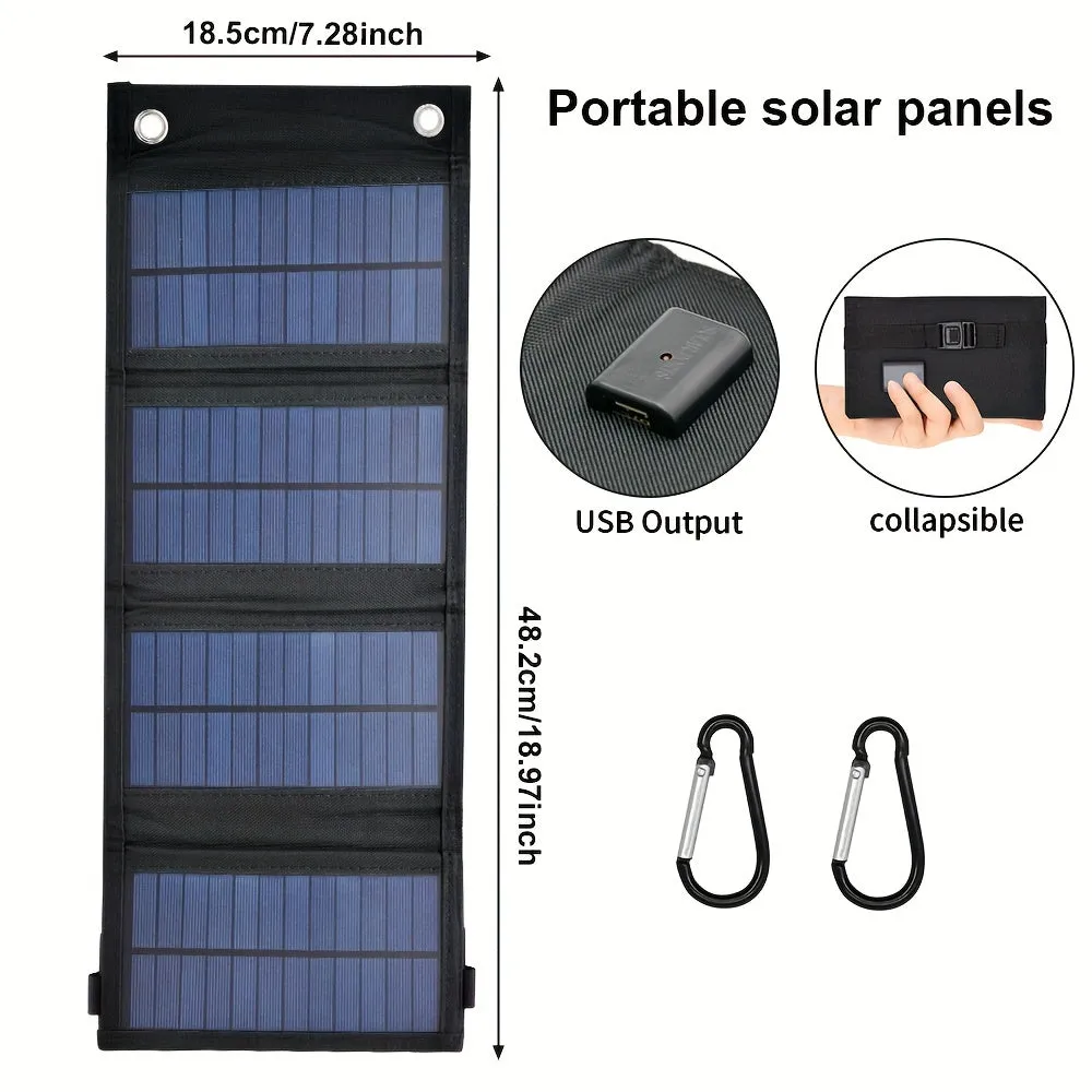 1Pc Portable USB Foldable Solar Panel - Waterproof Folding Solar Panels for Mobile Phone Battery and Tablets Charger, and for Outdoor Camping Home