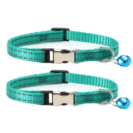 2 PCS Night Reflective Nylon Cat Collar With Bell