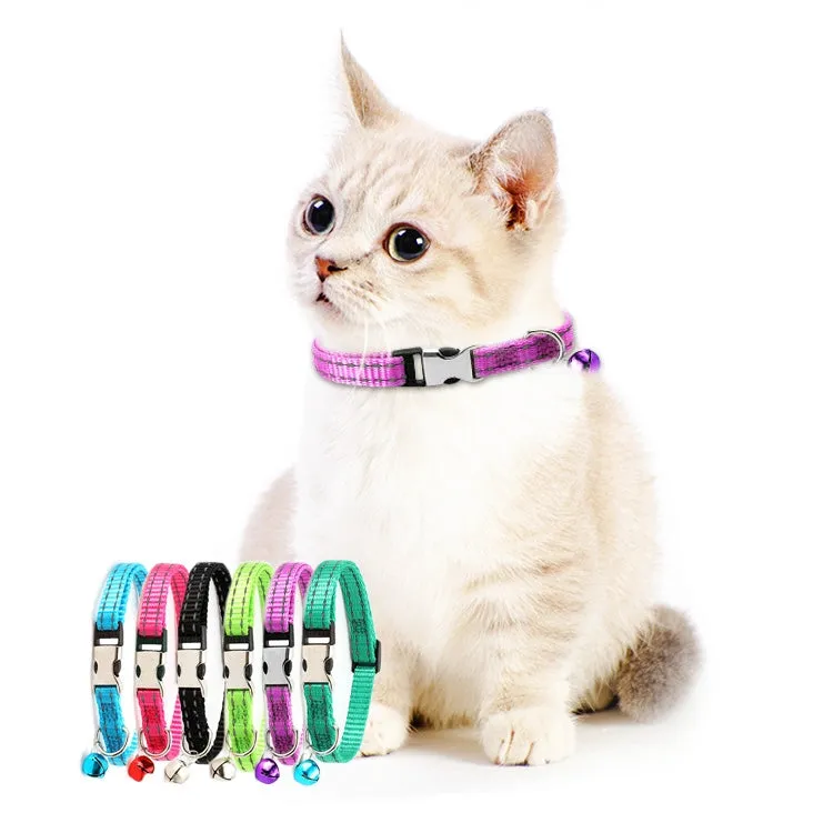 2 PCS Night Reflective Nylon Cat Collar With Bell