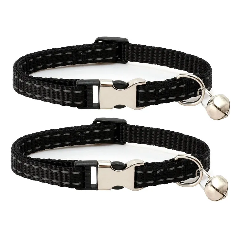 2 PCS Night Reflective Nylon Cat Collar With Bell