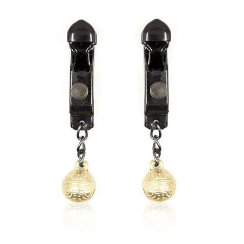 8890M-SIS      Pretty Sissy Boi Bells and Whistles BDSM Roleplay Belled Adjustable Cock and Ball Clamps