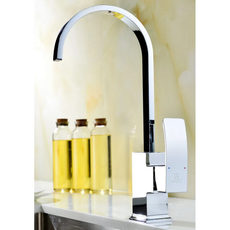 ANZZI Elysian Farmhouse 36 in. Kitchen Sink with Opus Faucet in Polished Chrome