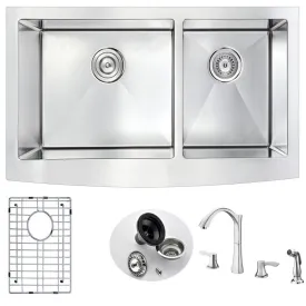 ANZZI Elysian Farmhouse 36 in. Kitchen Sink with Soave Faucet in Brushed Nickel