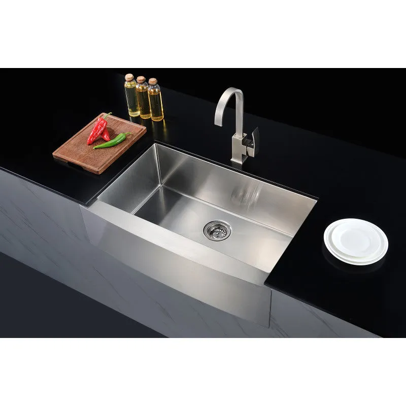 ANZZI Elysian Farmhouse Stainless Steel 32 in. 0-Hole Single Bowl Kitchen Sink in Brushed Satin