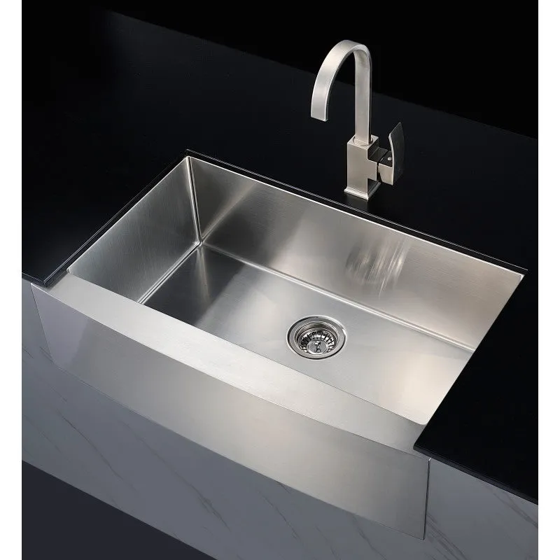 ANZZI Elysian Farmhouse Stainless Steel 32 in. 0-Hole Single Bowl Kitchen Sink in Brushed Satin