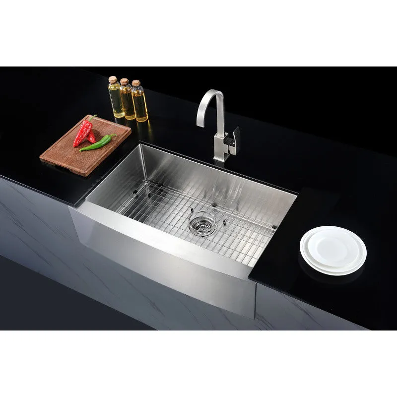 ANZZI Elysian Farmhouse Stainless Steel 36 in. Single Bowl Kitchen Sink in Brushed Satin