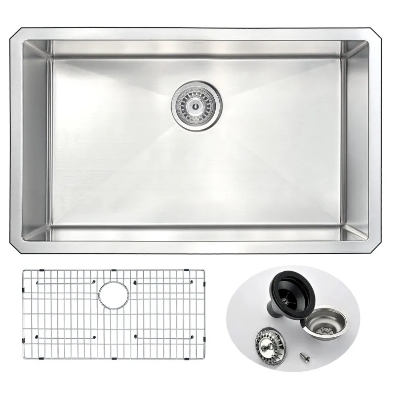 ANZZI VANGUARD Undermount 30 in. Single Bowl Kitchen Sink with Sails Faucet in Polished Chrome