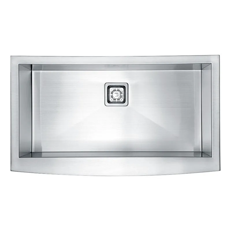 Elysian 32.88" Single Basin Farmhouse Apron Kitchen Sink with Square Drain in Brushed Satin