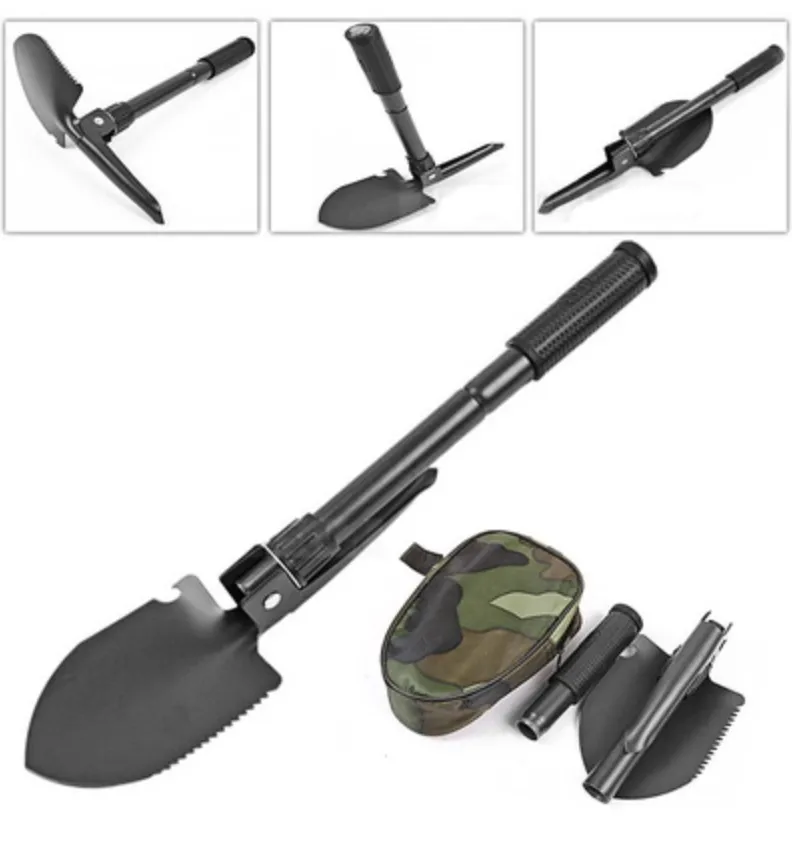 Military Folding Shovel and Pick with Carrying Pouch