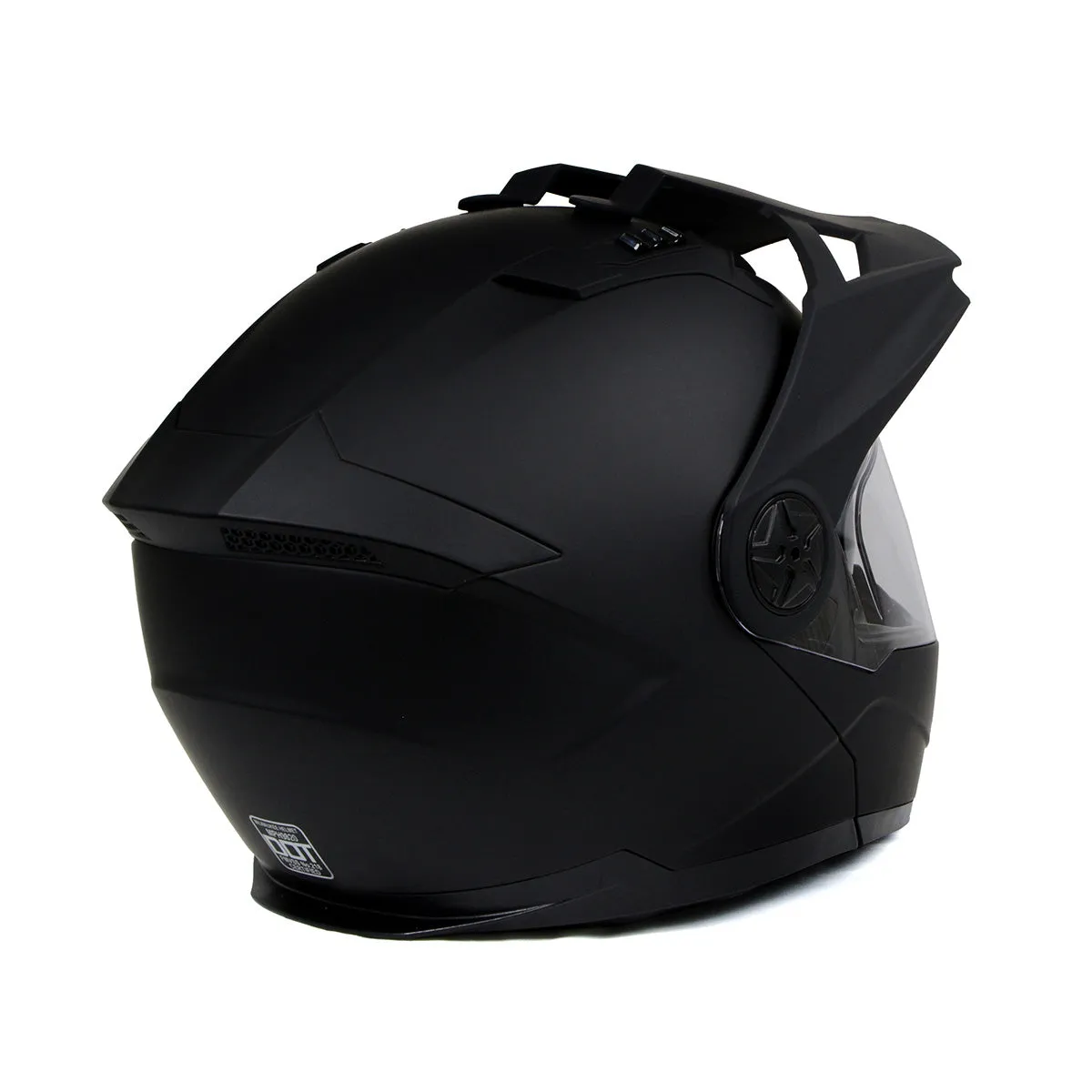 Milwaukee Helmets MPH9820DOT Flat Black 'Ominous' Dual Sport Advanced Motorcycle Modular Helmet for Men and Women Biker