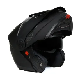 Milwaukee Helmets MPH9820DOT Flat Black 'Ominous' Dual Sport Advanced Motorcycle Modular Helmet for Men and Women Biker