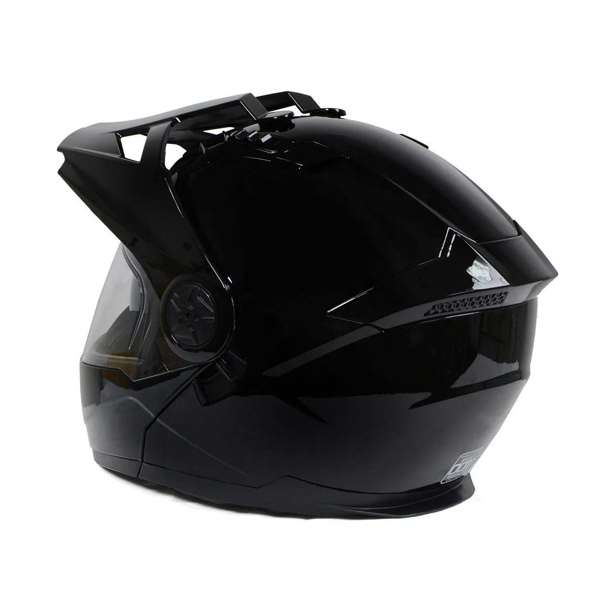 Milwaukee Helmets MPH9821DOT Gloss Black 'Ominous' Dual Sport Advanced Motorcycle Modular Helmet for Men and Women Biker