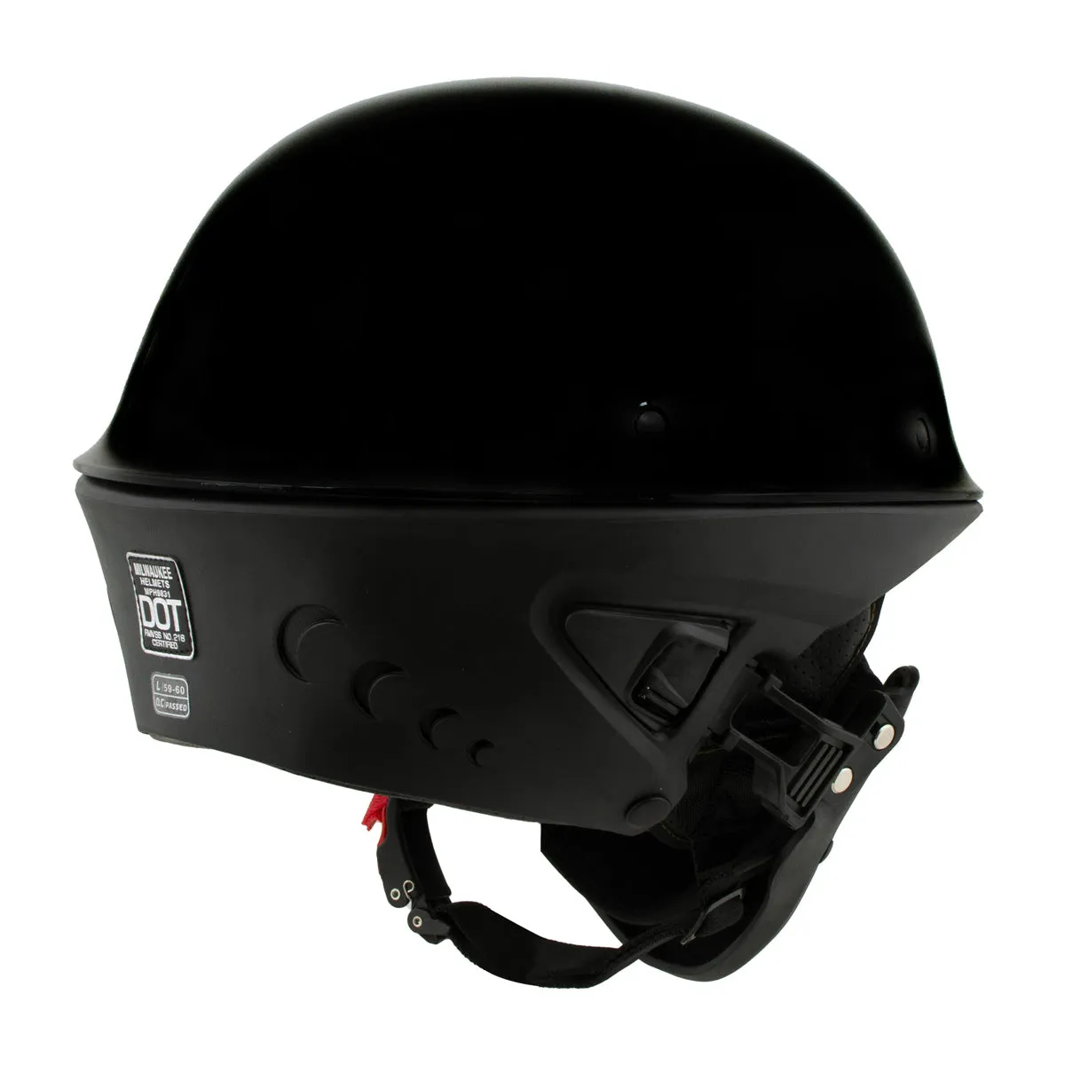 Milwaukee Helmets MPH9831DOT 'Rascal' 3/4 Open Face Gloss Black 2 in 1