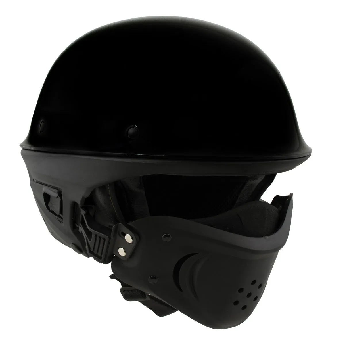 Milwaukee Helmets MPH9831DOT 'Rascal' 3/4 Open Face Gloss Black 2 in 1