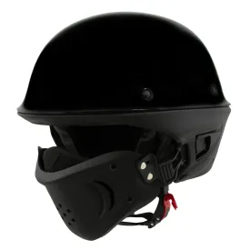 Milwaukee Helmets MPH9831DOT 'Rascal' 3/4 Open Face Gloss Black 2 in 1