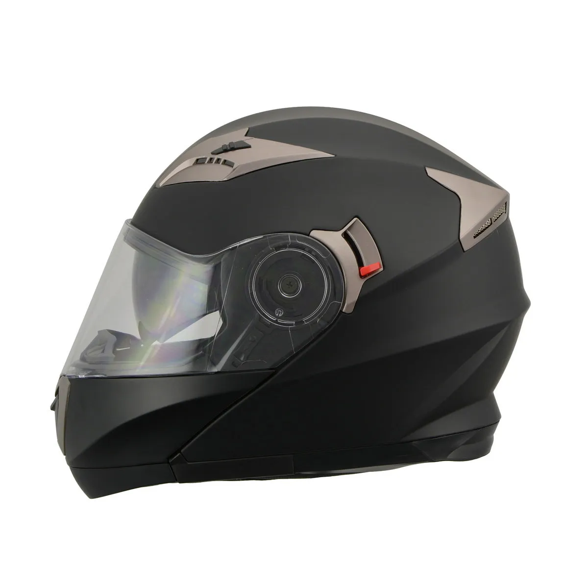 Milwaukee Peformance Helmets MPH9804DOT Matte Black Modular Racing Helmet with Drop Down Tinted Visor