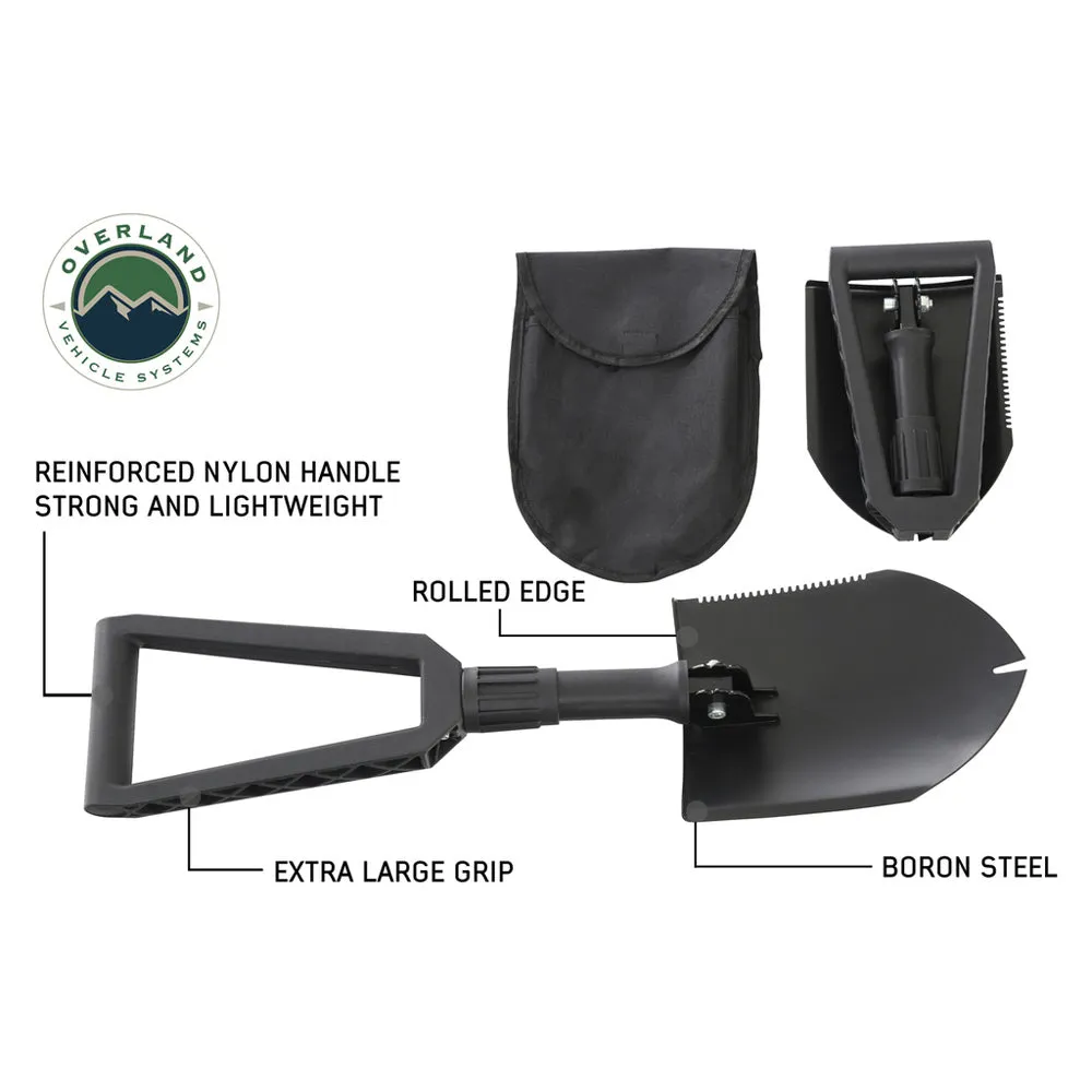 Overland Vehicle Systems - Multi Functional Military Style Utility Shovel with Nylon Carrying Case