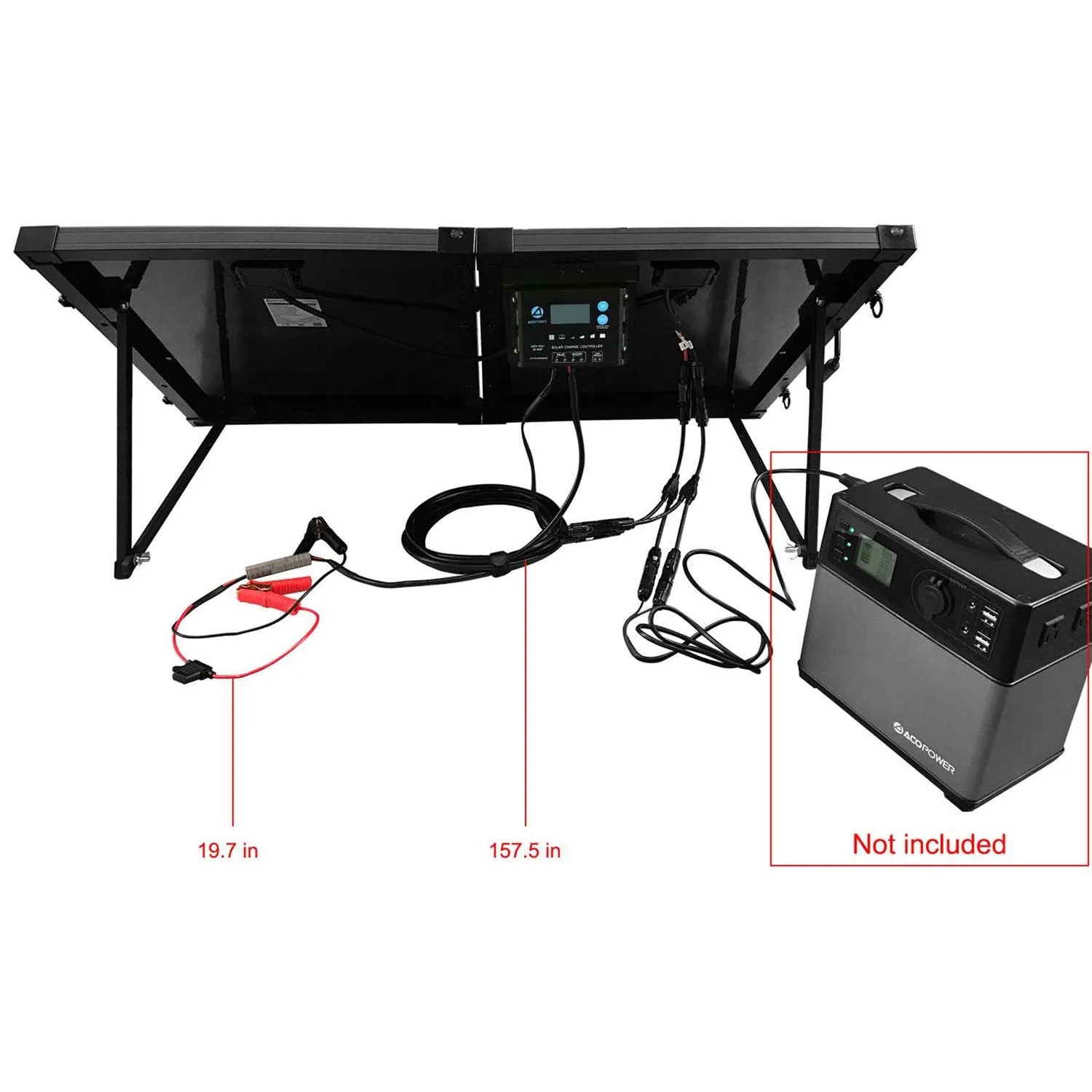 PTK100W Portable Solar Panel kit, Foldable 2X 50w Mono Suitcase, proteusX 20A Charge Controller