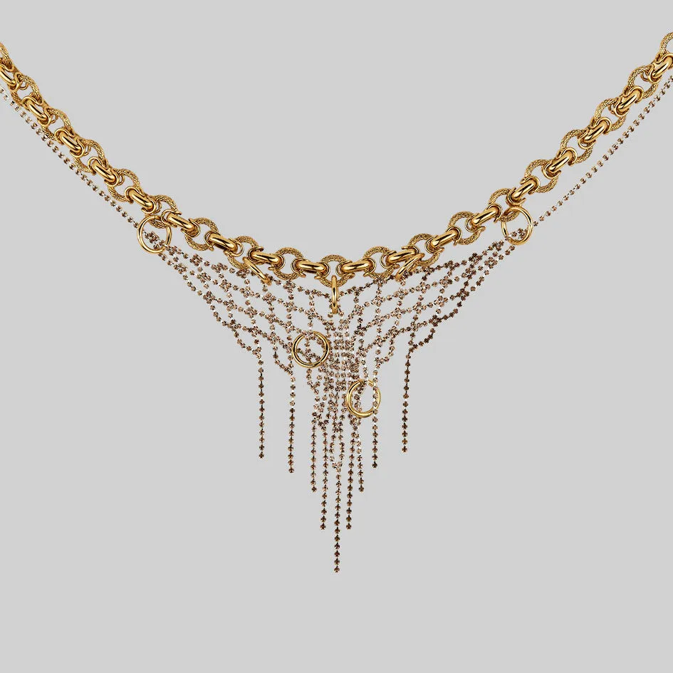 RESTLESS. Pierced Dazzle Chain Collar - Gold