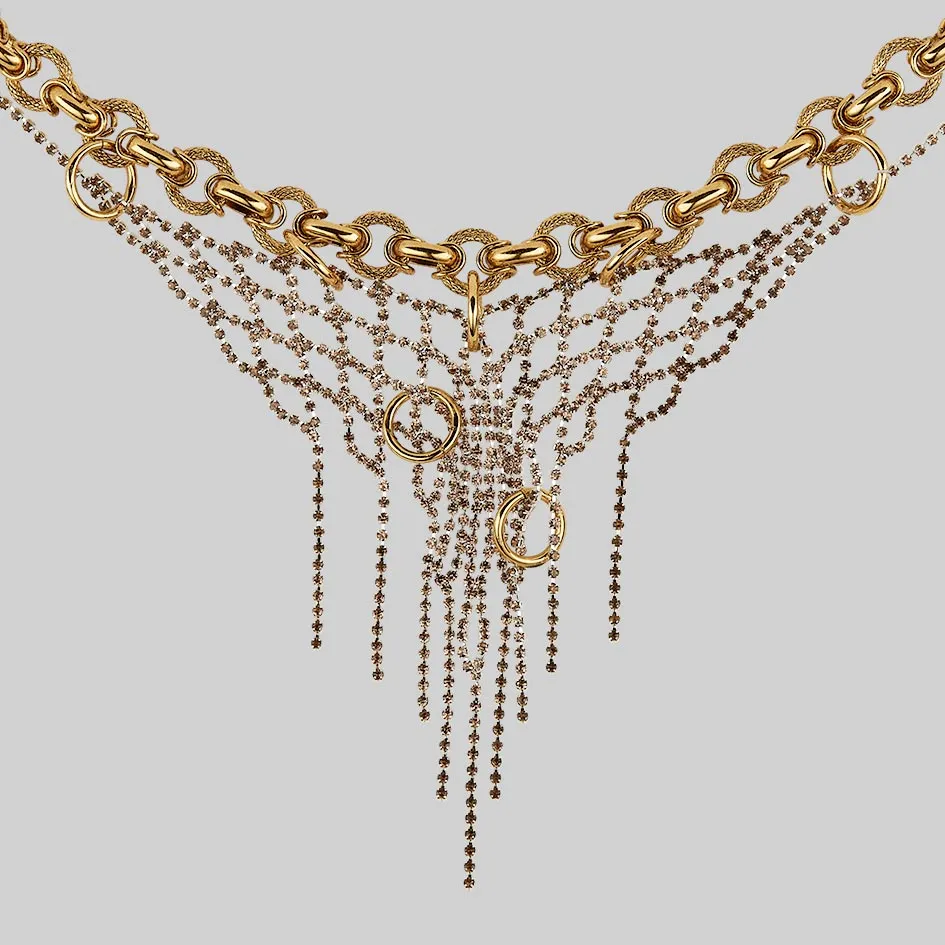 RESTLESS. Pierced Dazzle Chain Collar - Gold