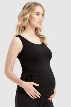 Ruched Maternity Singlet - Black