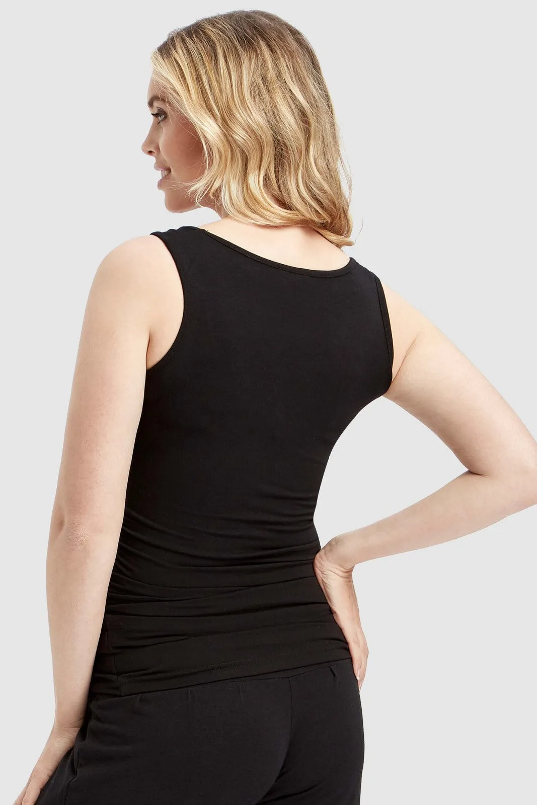 Ruched Maternity Singlet - Black