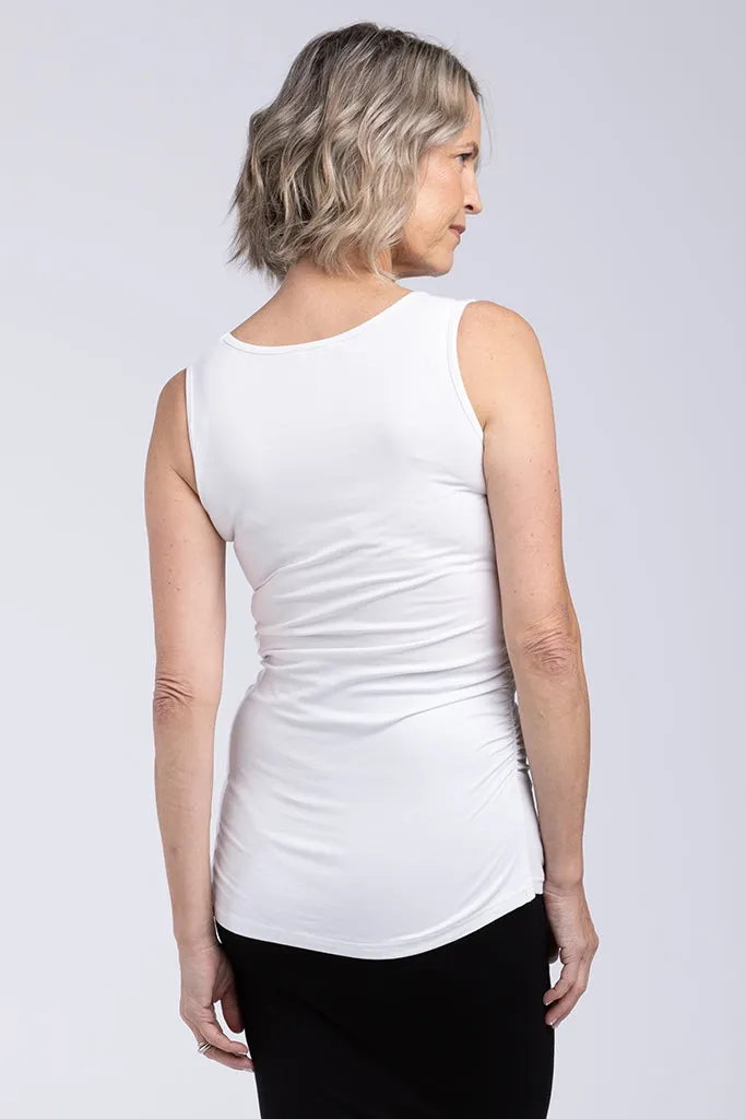 Ruched Singlet - White