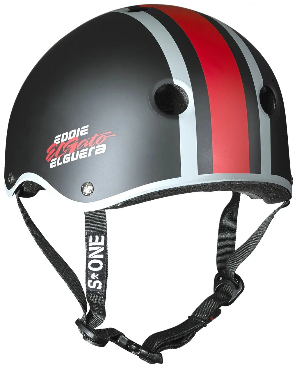 S1 Lifer Helmet - Eddie Elguera-Black Matte/Red & Grey Stripes