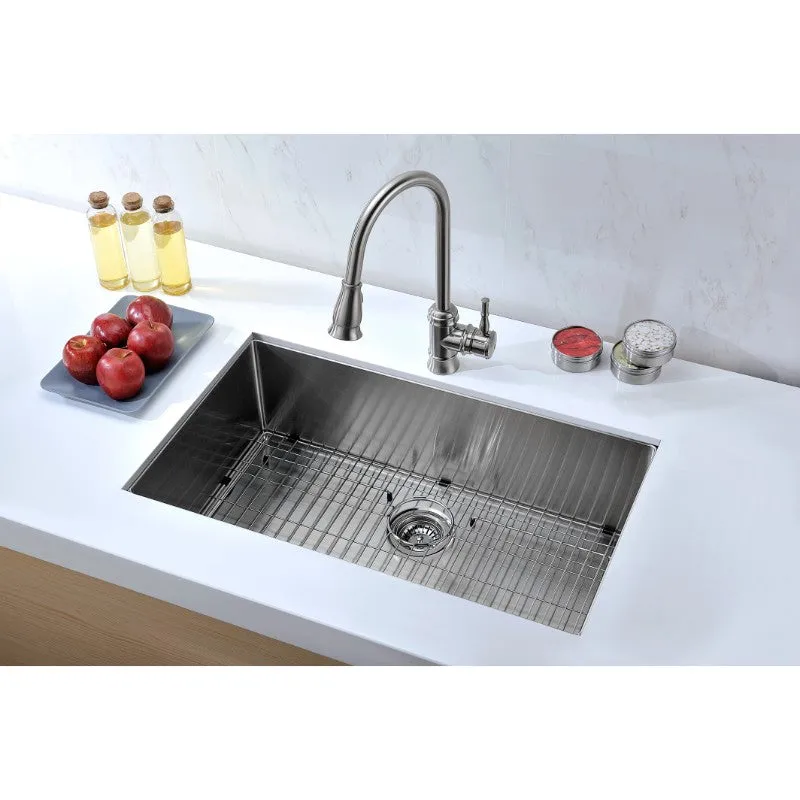 Vanguard 32.75" Single Basin Undermount Kitchen Sink in Brushed Satin